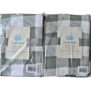 2-Pack Cloud Island Crib Fitted‎ Sheets Green Gingham – 100% Cotton NWT